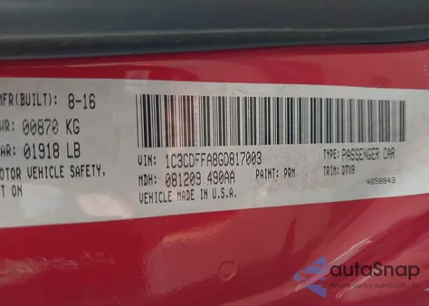 2016 Dodge Dart Sxt Sport from USA, damaged, VIN 1C3CDFFA8GD817003